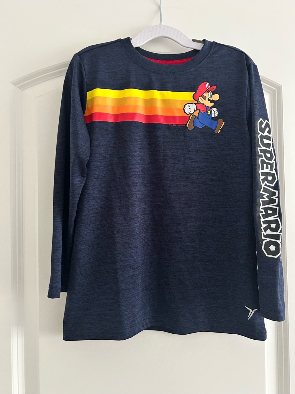 Old Navy Navy Super Mario Long-Sleeve Tee with Retro Stripe